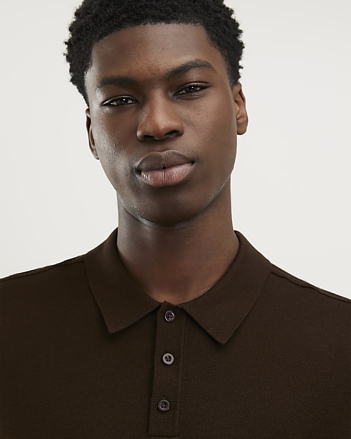 marrone slim fit maglia polo shirt