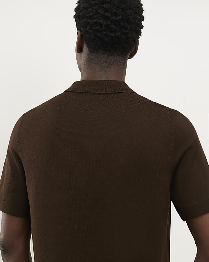 marrone slim fit maglia polo shirt
