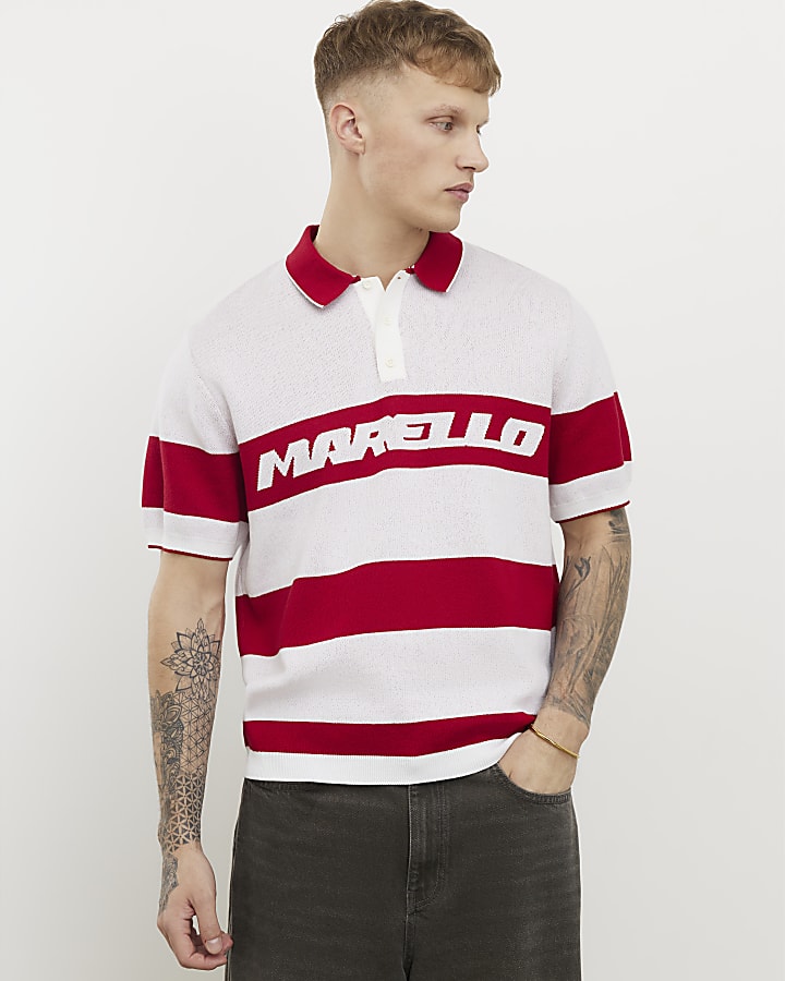 rosso slim fit marello stripe polo shirt