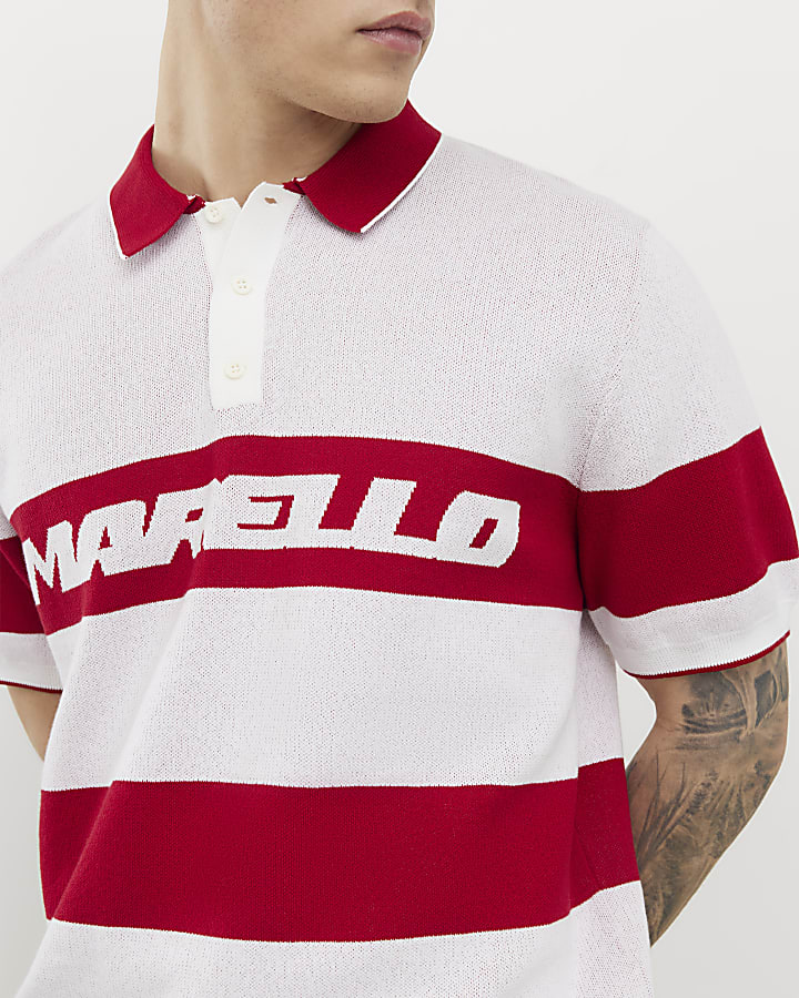rosso slim fit marello stripe polo shirt