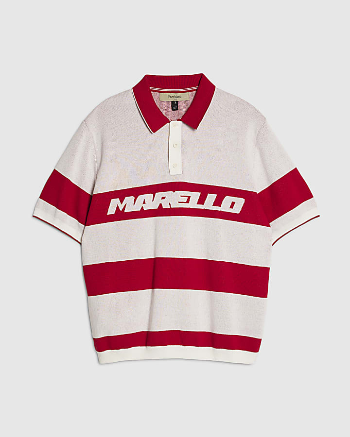 rosso slim fit marello stripe polo shirt