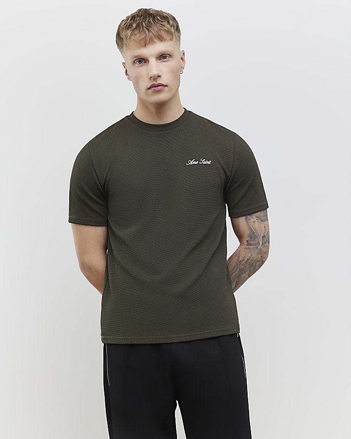 khaki slim fit con texture ame saint t-shirt