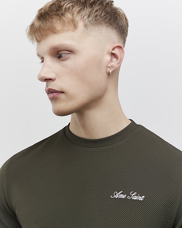 khaki slim fit con texture ame saint t-shirt