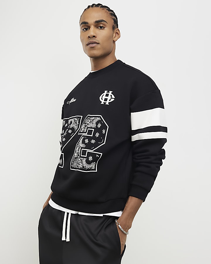 nero oversized fit felpa bandana