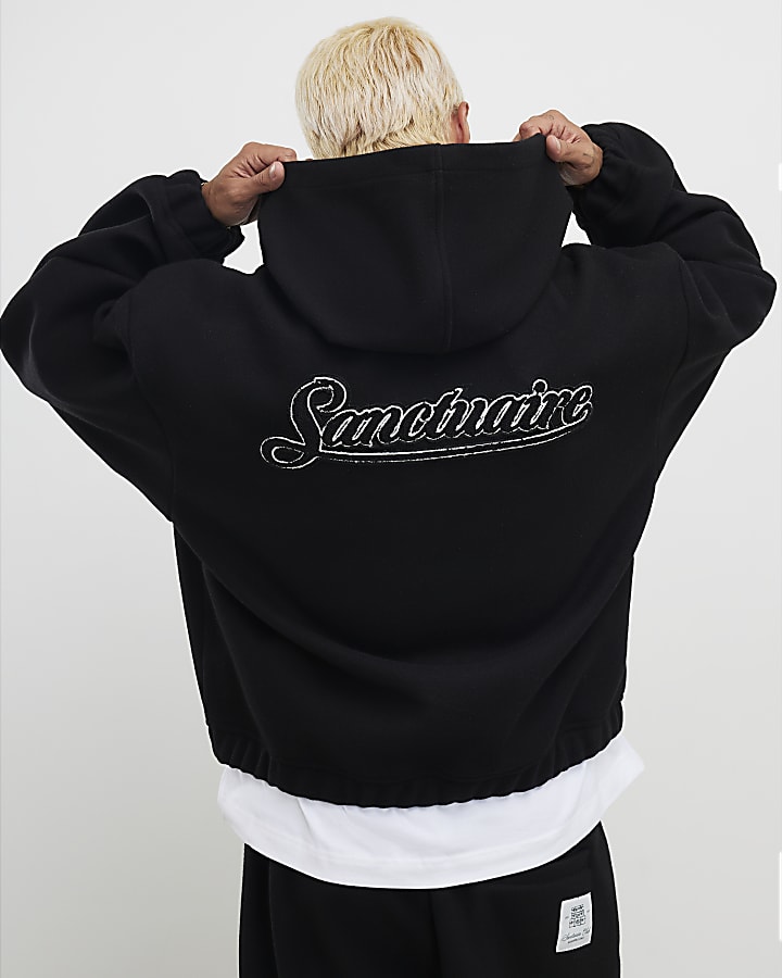 nero oversize fit santuario sentito hoodie