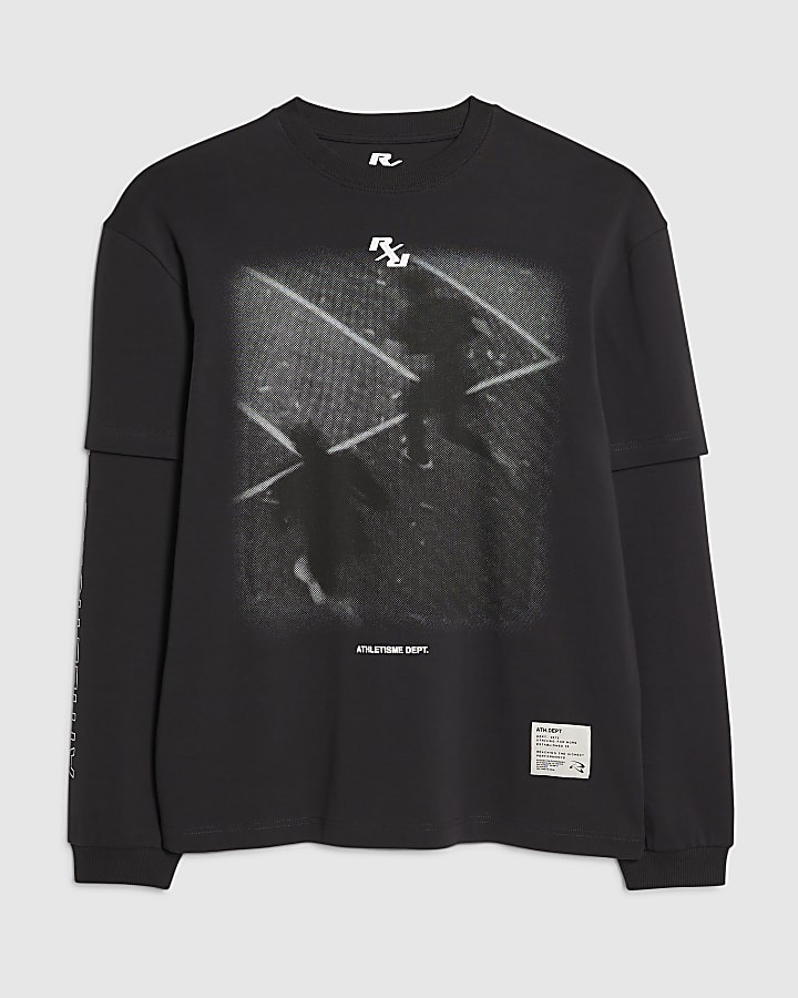nero athletisme dept doppio strato t-shirt