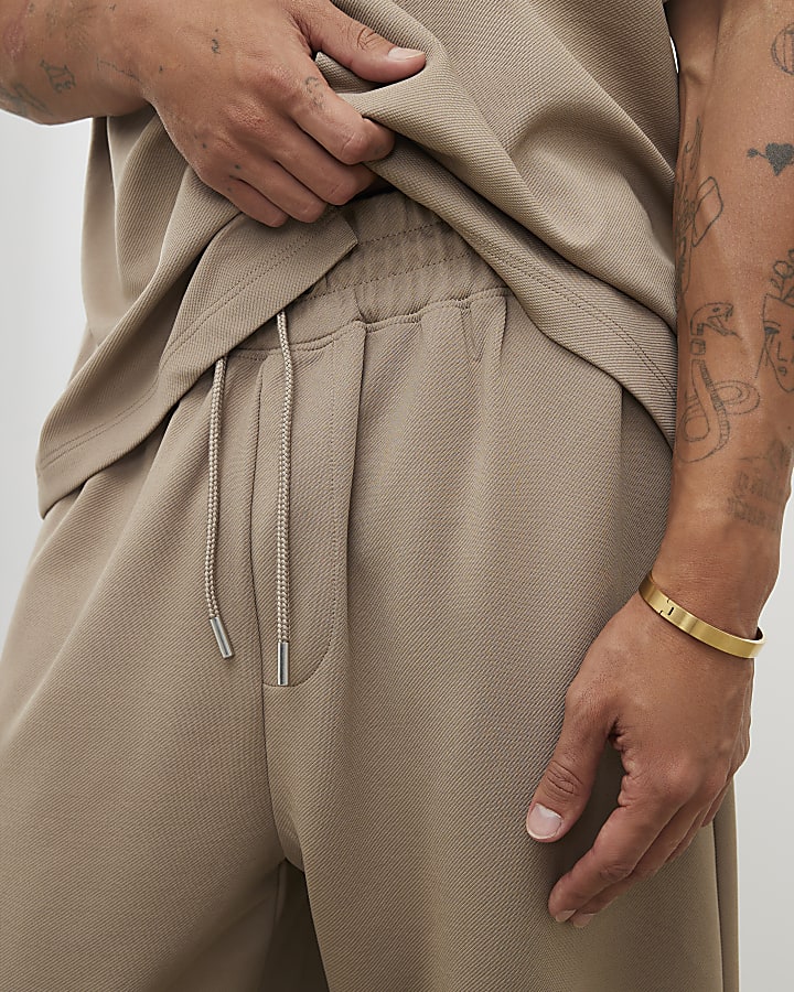 khaki gamba larga in twill di jogging