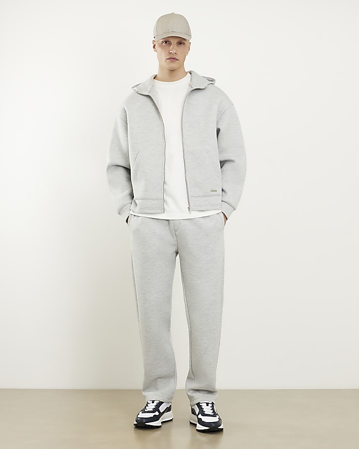 grigio premium oversize con zip hoodie