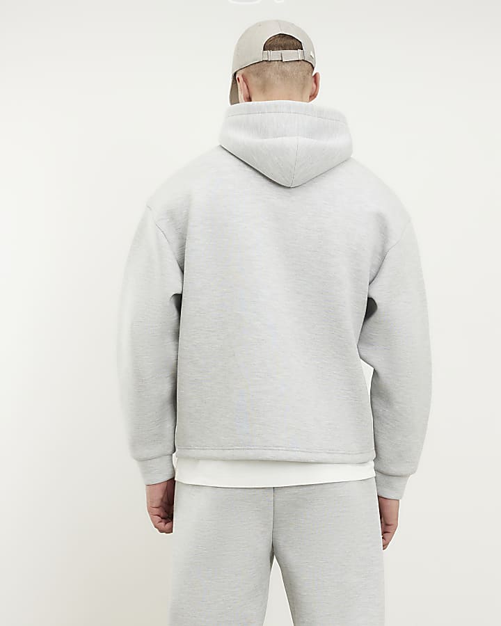 grigio premium oversize con zip hoodie
