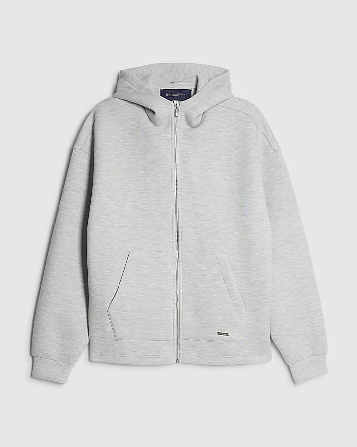 grigio premium oversize con zip hoodie