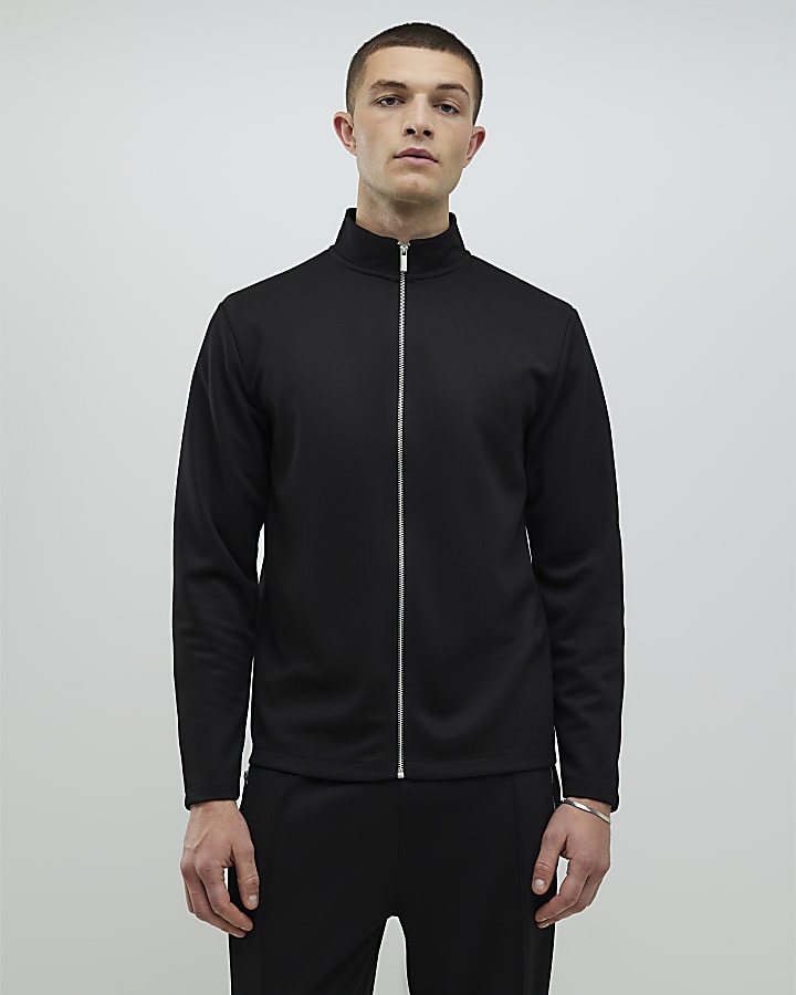 nero slim fit pique imbuto giacca