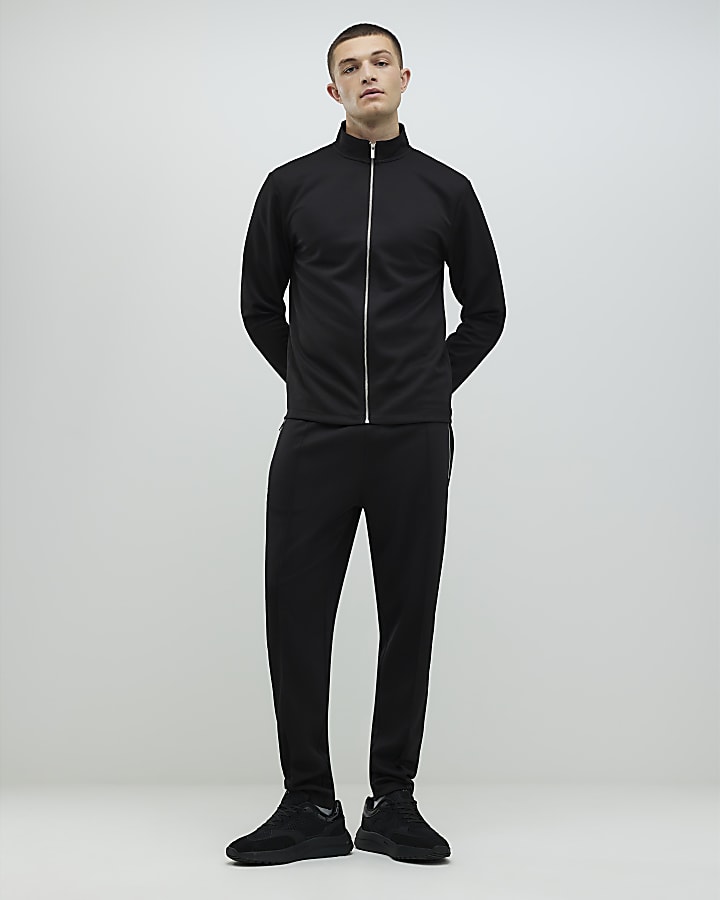 nero slim fit pique imbuto giacca
