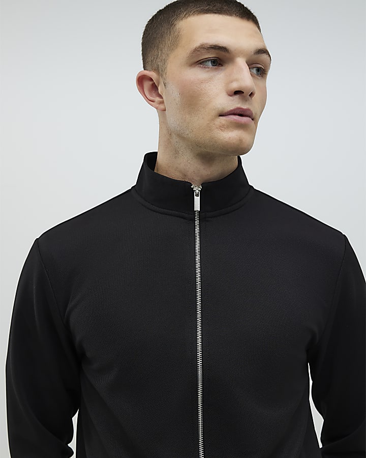 nero slim fit pique imbuto giacca