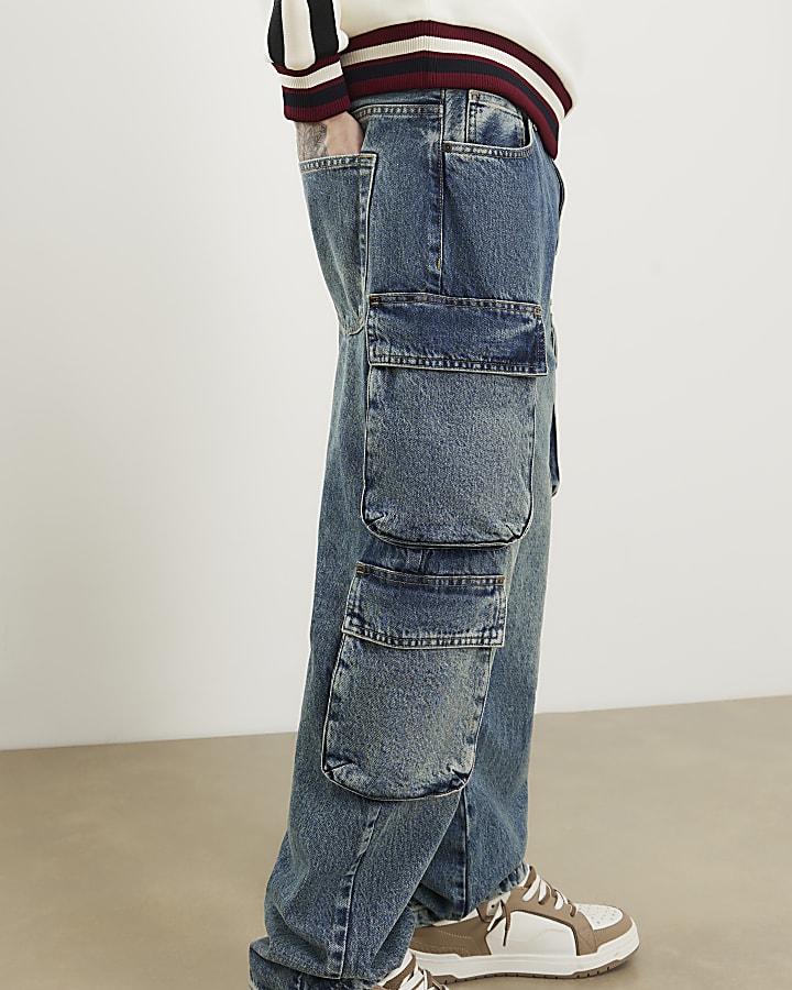 blu loose fit jeans cargo