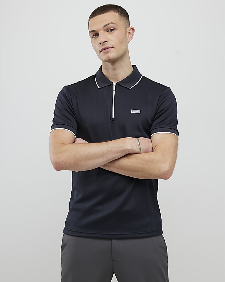 marina muscle fit les amis stripe polo shirt