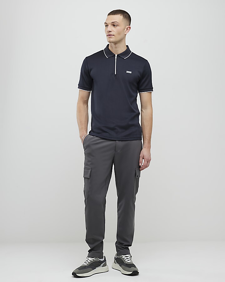 marina muscle fit les amis stripe polo shirt