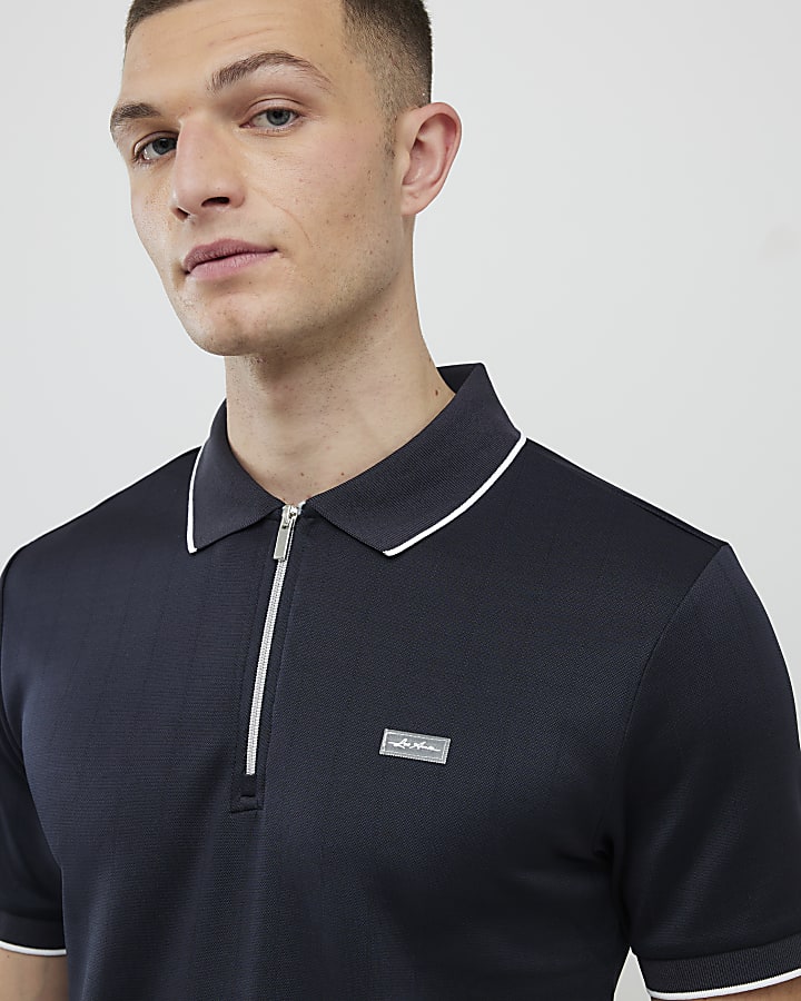 marina muscle fit les amis stripe polo shirt