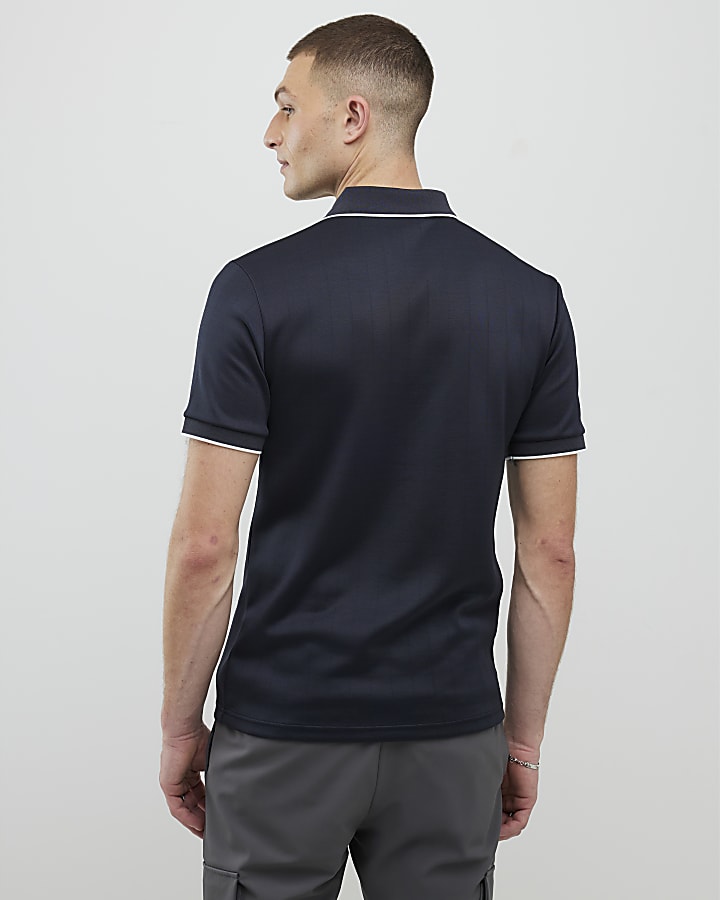 marina muscle fit les amis stripe polo shirt