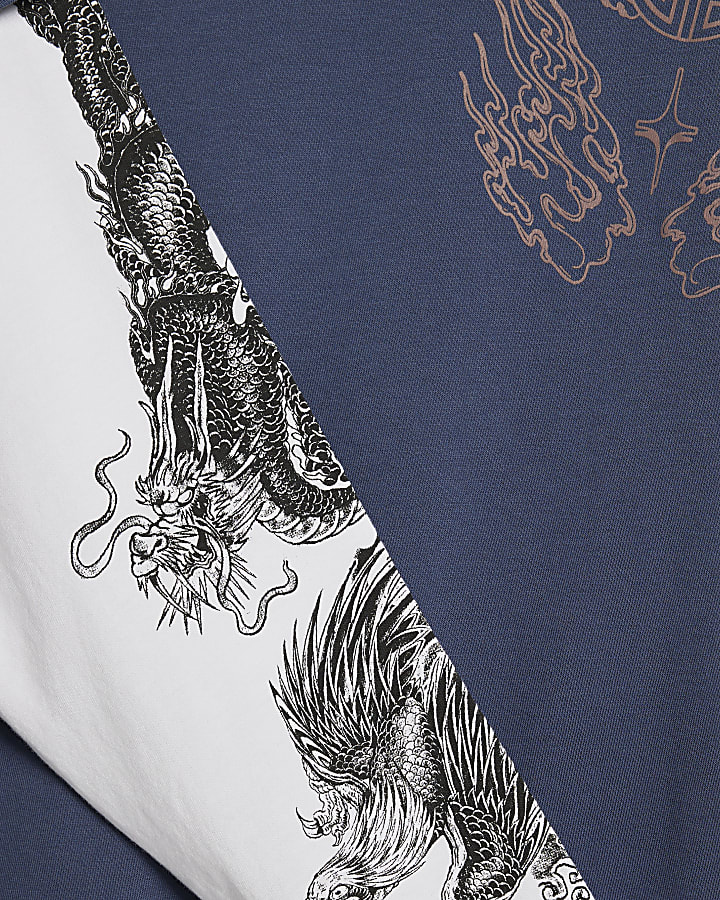 blu giapponese a doppio strato t-shirt
