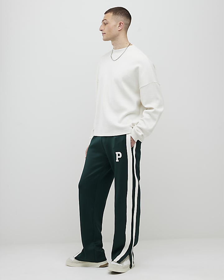 verde vestibilità ampia twill di striscia jogging