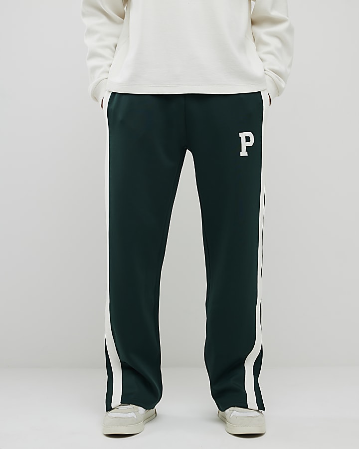 verde vestibilità ampia twill di striscia jogging