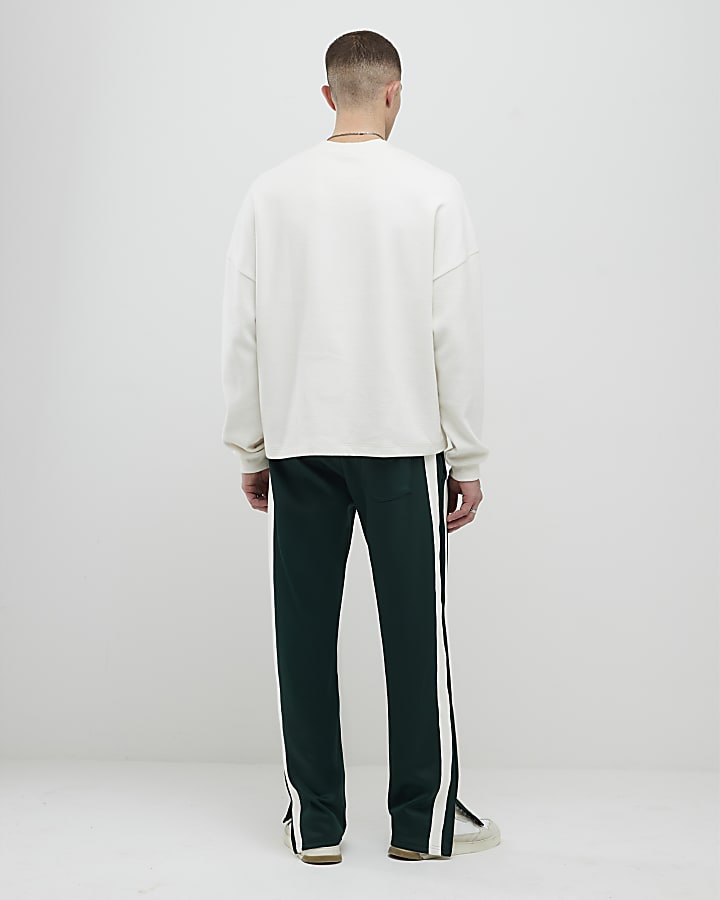 verde vestibilità ampia twill di striscia jogging