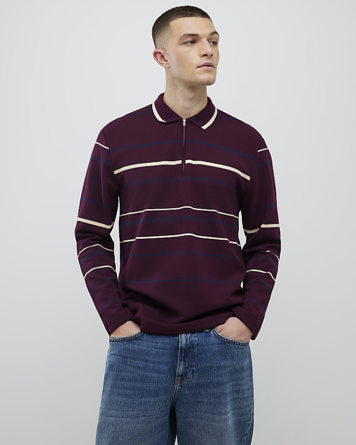 rosso slim fit polo shirt stripe