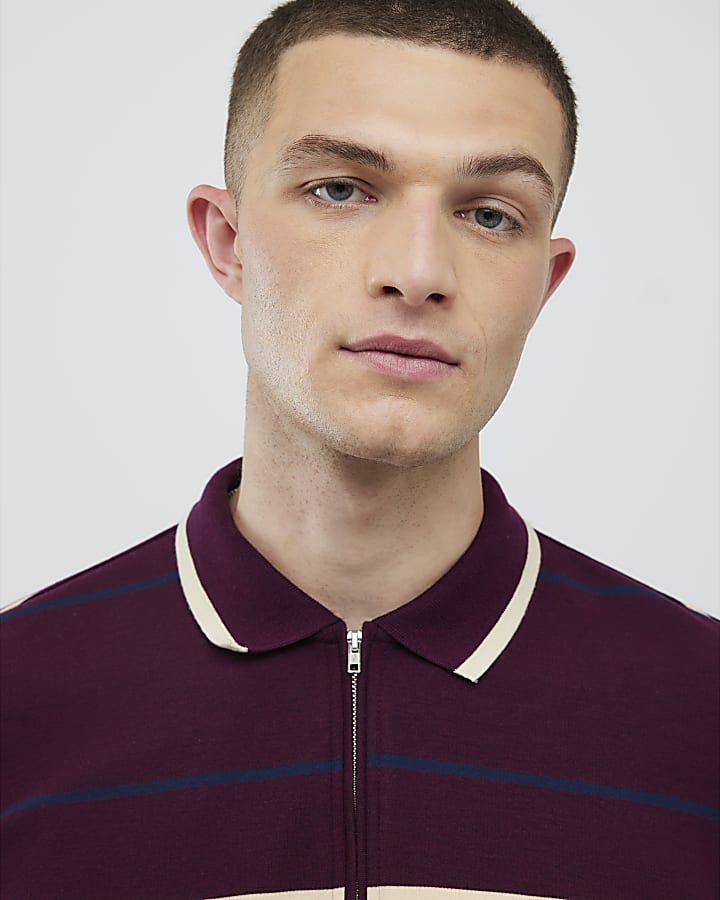 rosso slim fit polo shirt stripe