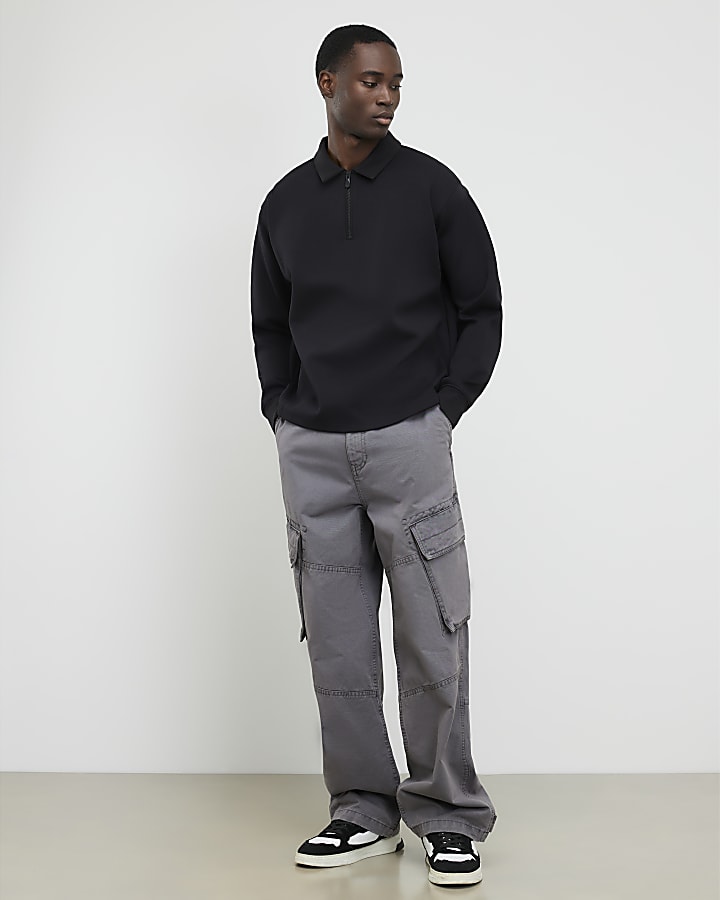 grigio oversize fit luminis polo shirt