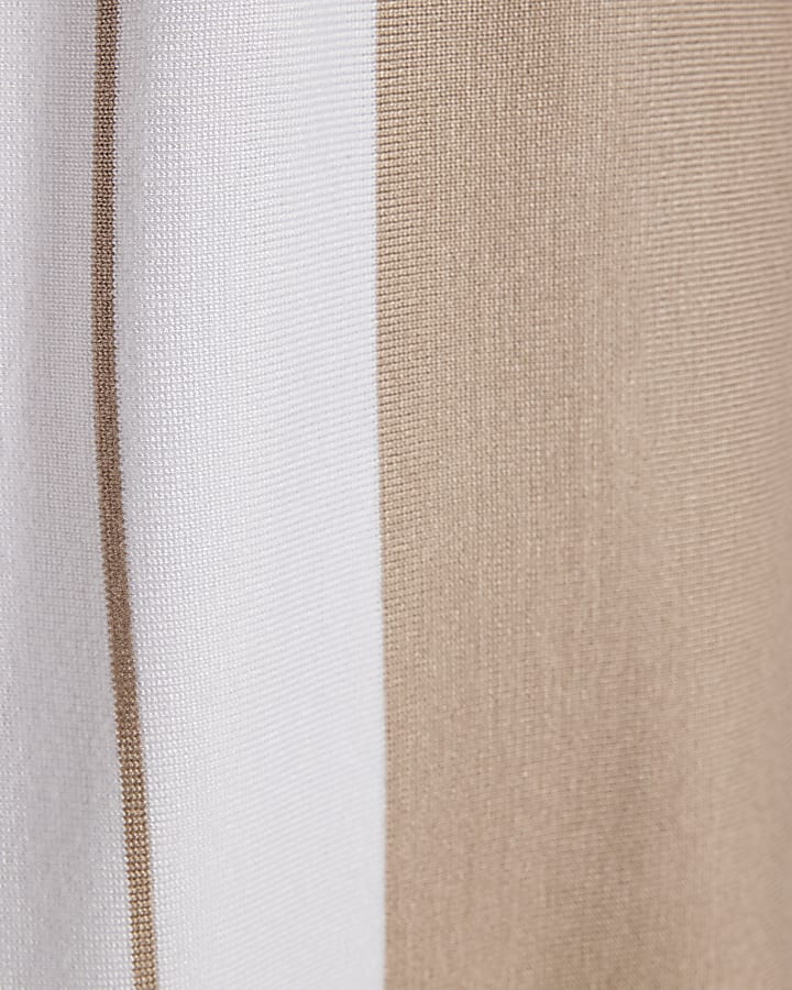 beige colour block stripe polo shirt