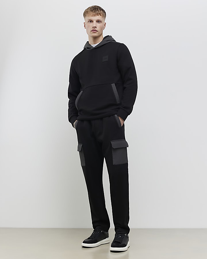 nero vestibilità regolare luminis badge hoodie