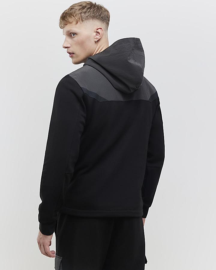 nero vestibilità regolare luminis badge hoodie