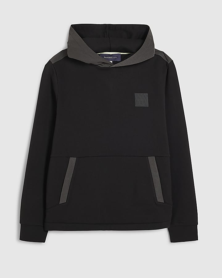 nero vestibilità regolare luminis badge hoodie