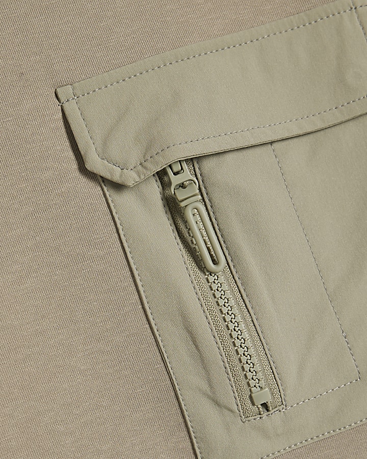 khaki vestibilità slim in nylon tasca della felpa