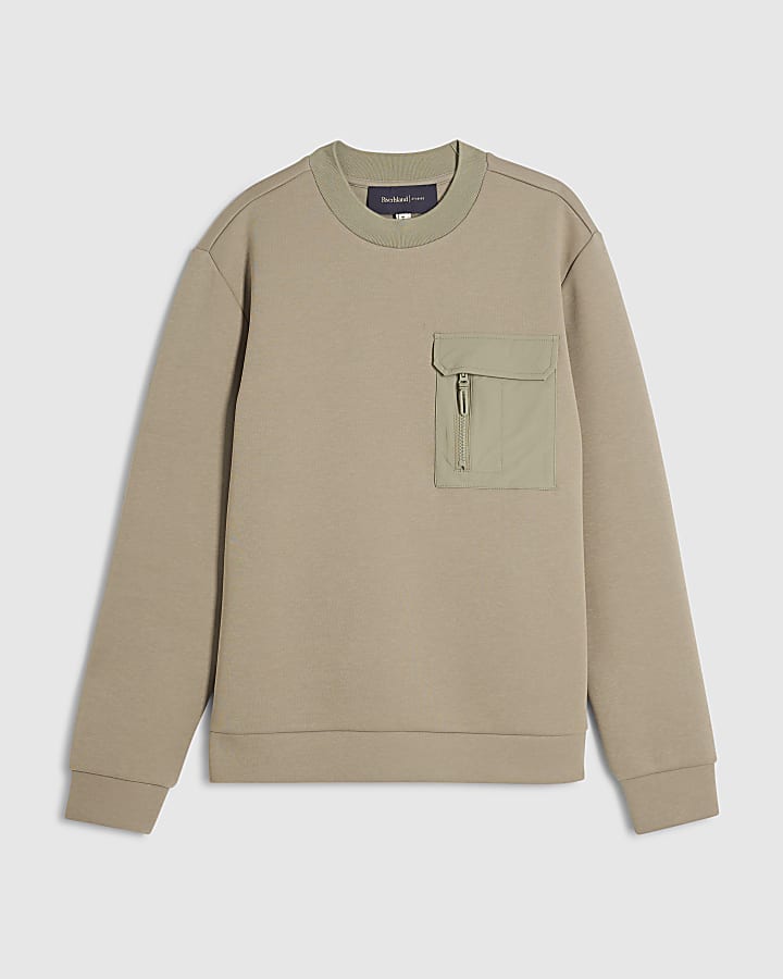 khaki vestibilità slim in nylon tasca della felpa