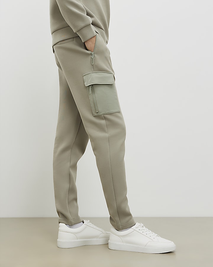 khaki vestibilità slim in nylon tasca jogging
