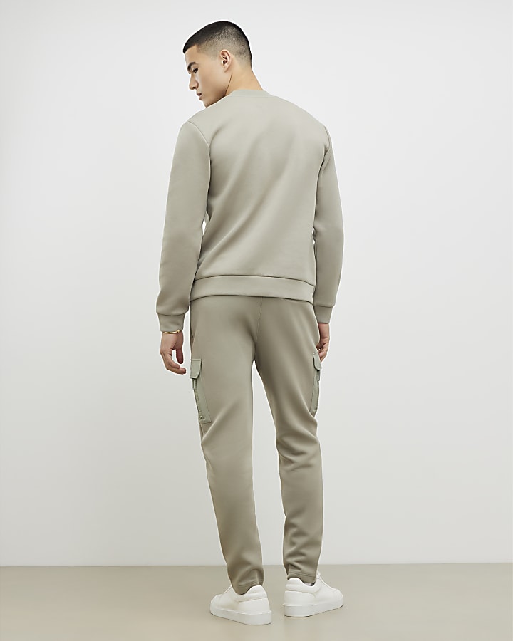khaki vestibilità slim in nylon tasca jogging