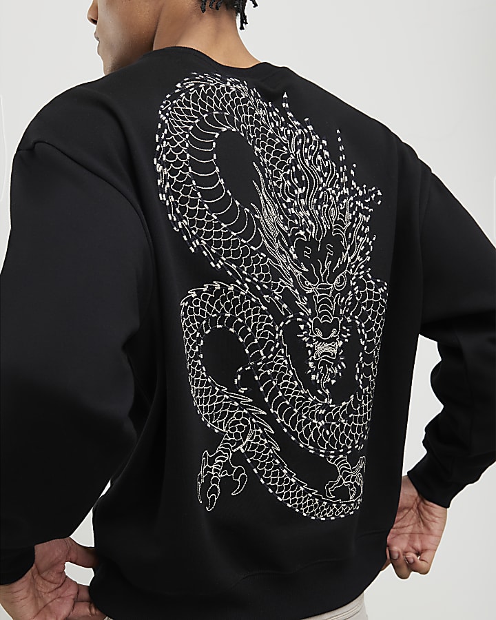 nero oversize fit tokyo drago felpa