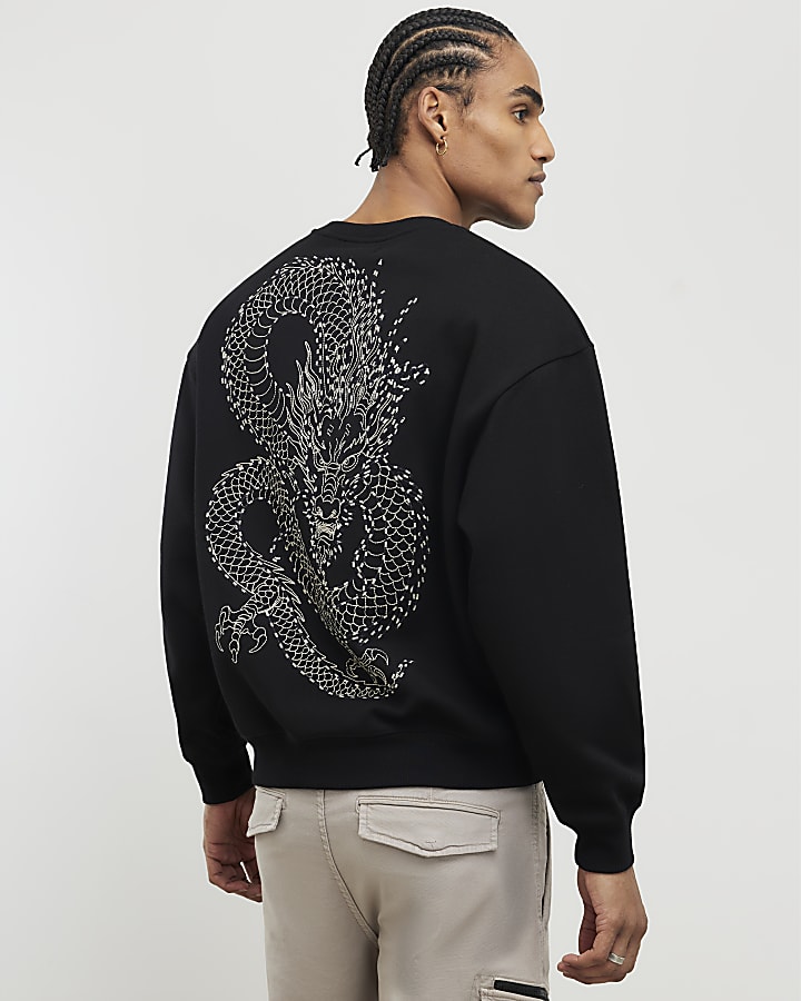 nero oversize fit tokyo drago felpa