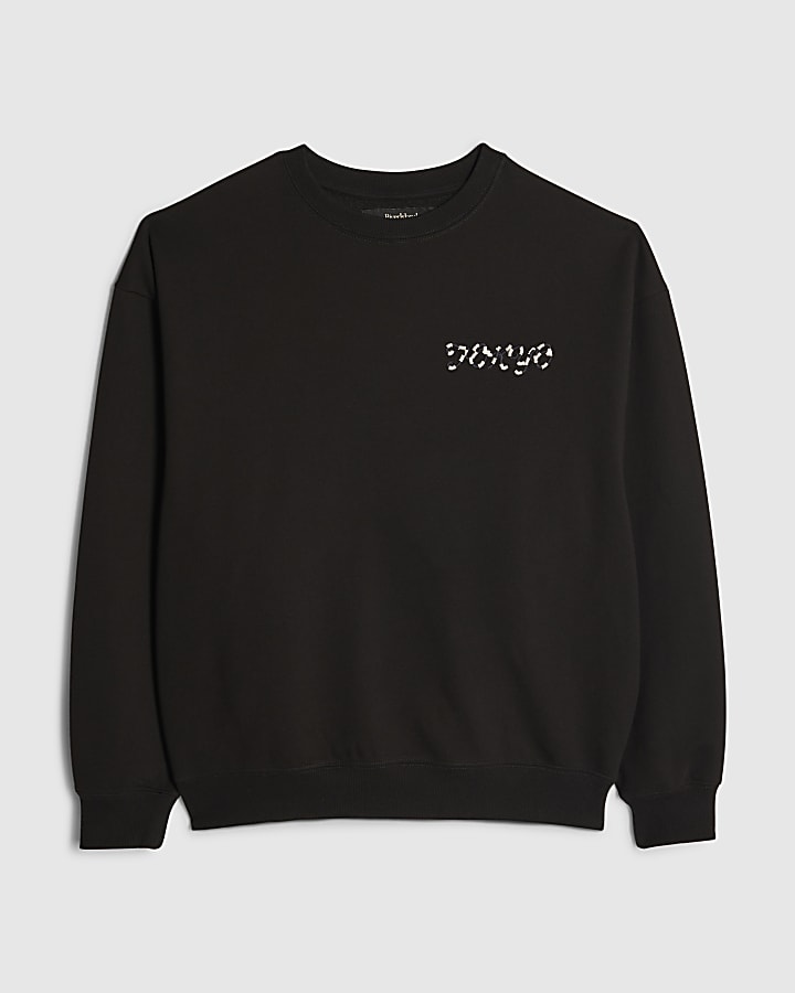 nero oversize fit tokyo drago felpa