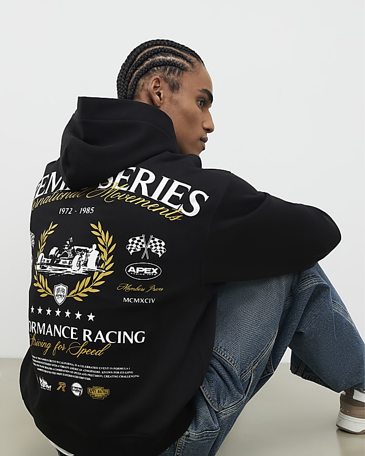 nero premio serie racing felpa con cappuccio