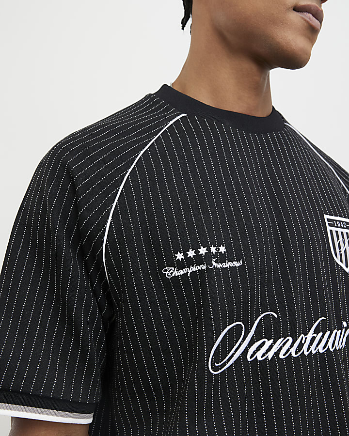 nero vestibilità regolare gessato t-shirt da calcio