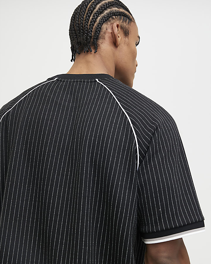 nero vestibilità regolare gessato t-shirt da calcio
