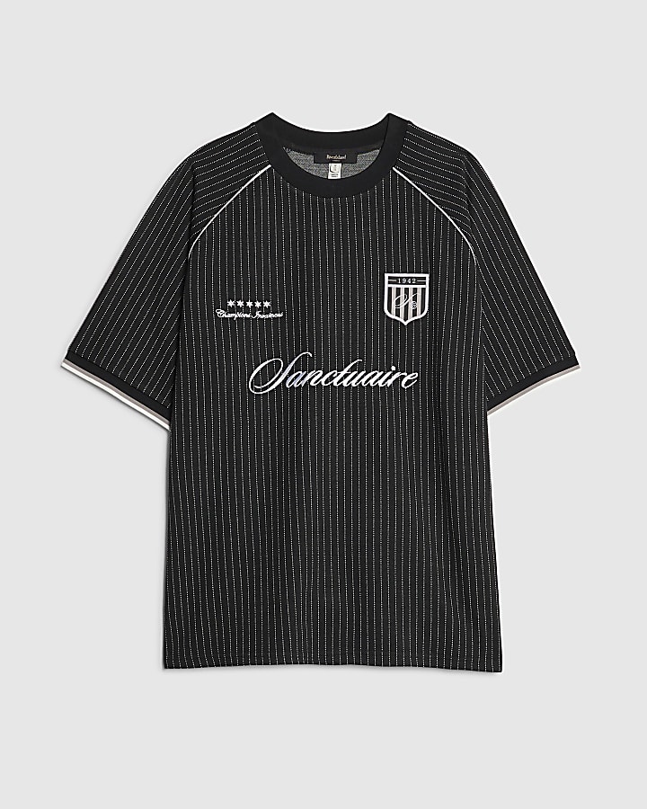 nero vestibilità regolare gessato t-shirt da calcio