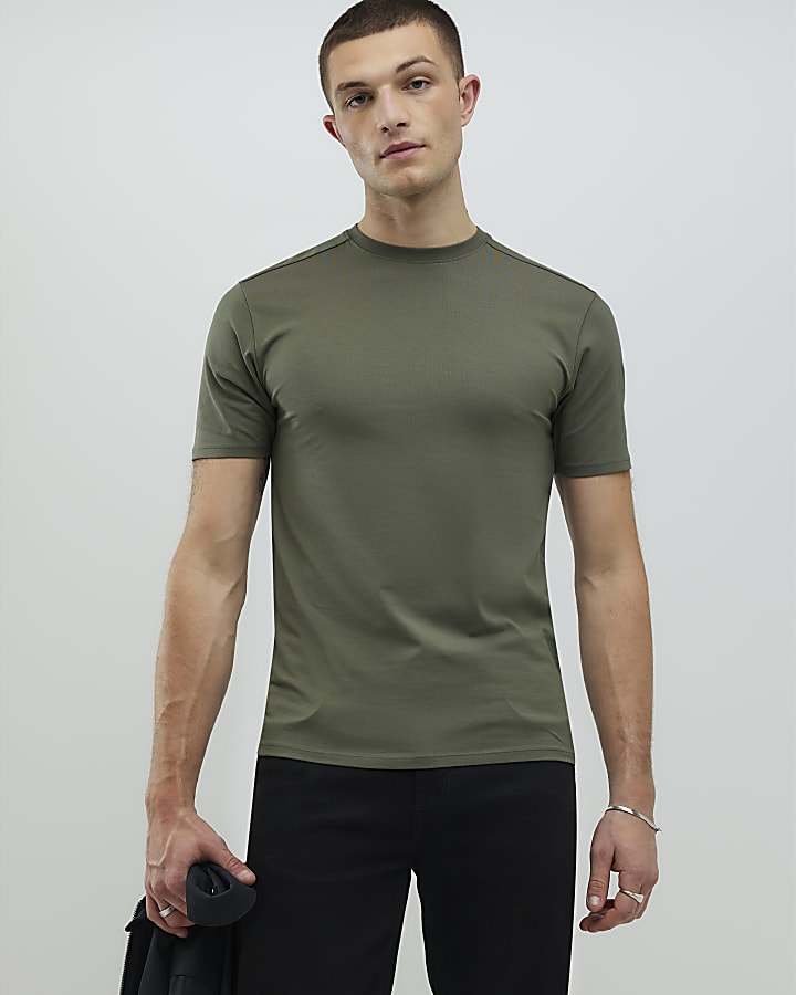 khaki muscle fit t-shirt