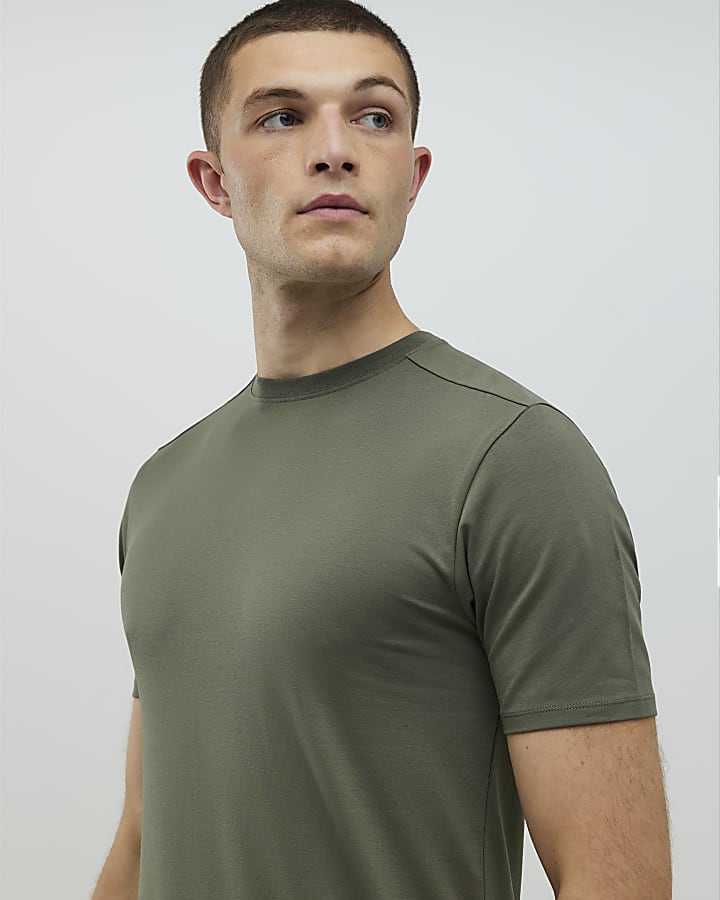khaki muscle fit t-shirt