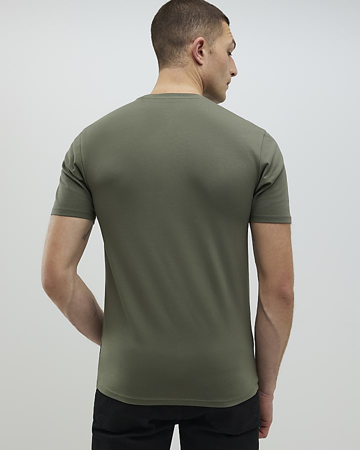 khaki muscle fit t-shirt