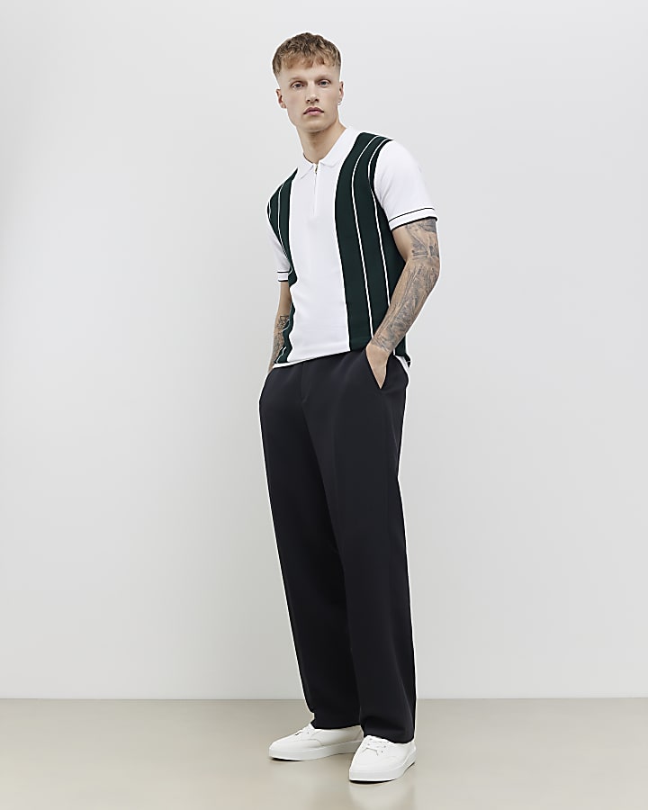 verde slim fit color block stripe polo shirt