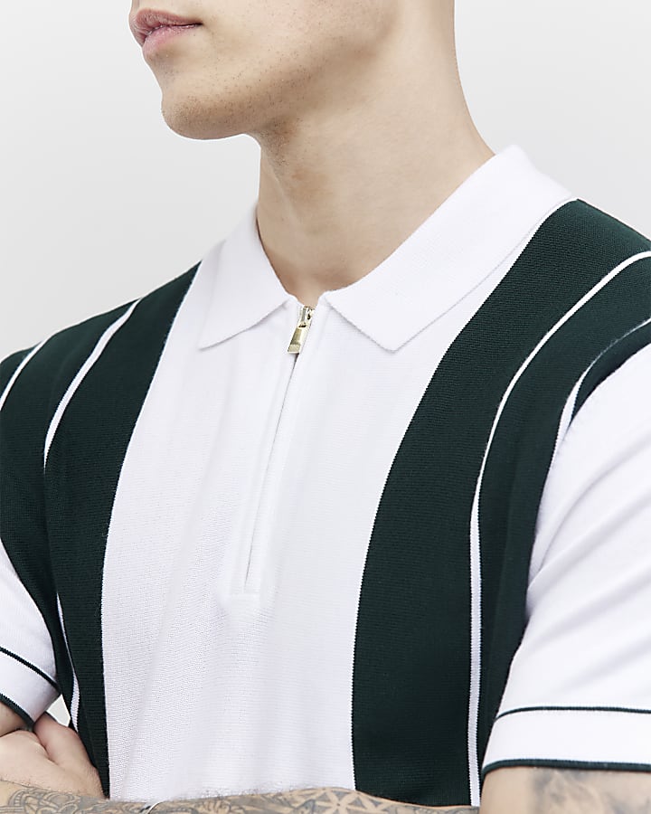 verde slim fit color block stripe polo shirt