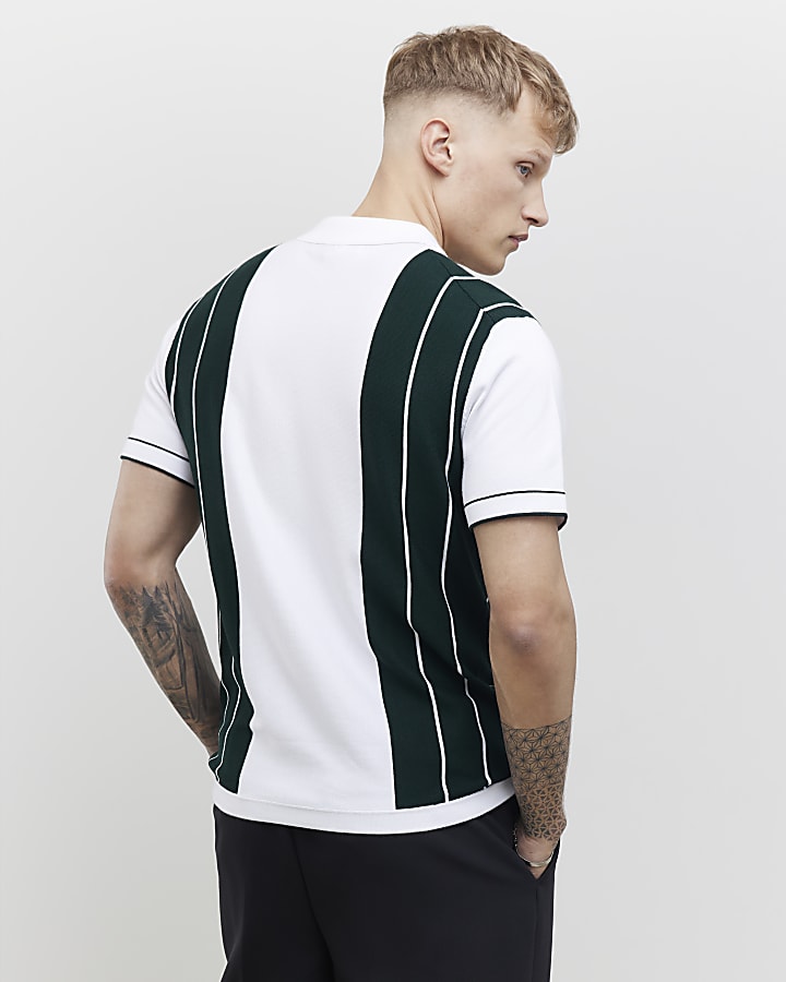 verde slim fit color block stripe polo shirt